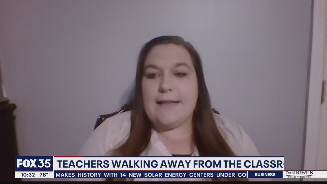 Teachers walking away from classroom