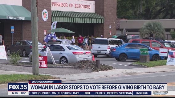 Woman in labor stops to vote before giving birth