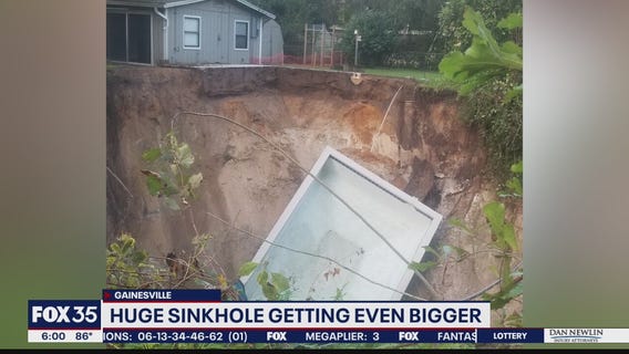 Huge sinkhole in Gainesville growing