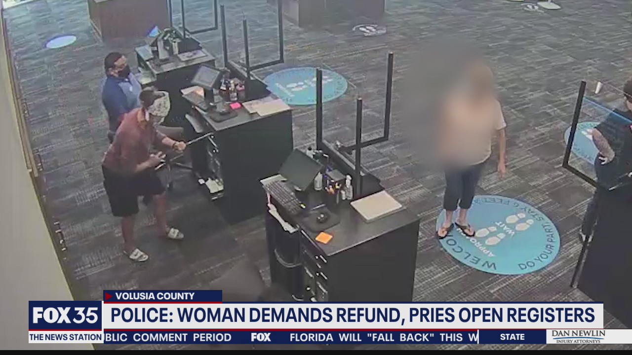 Police say woman pried open register for cable refund