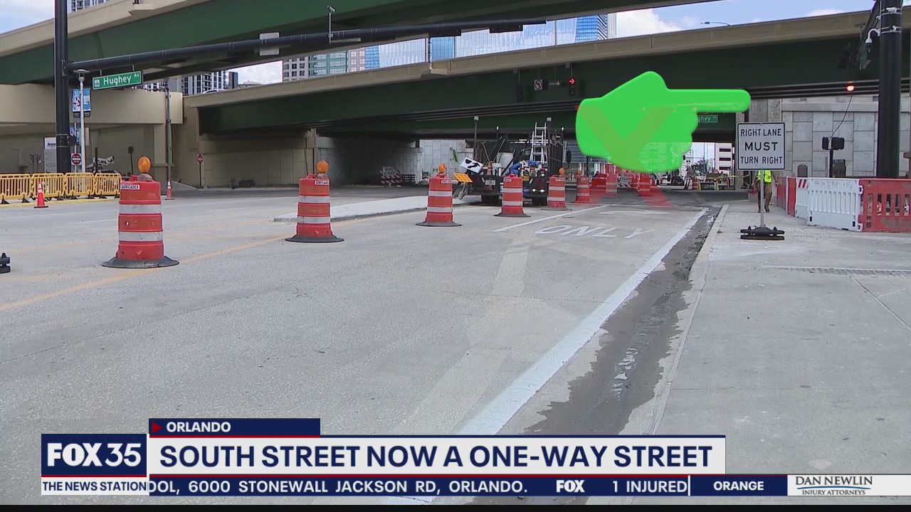 South Street now a one-way road in Downtown Orlando