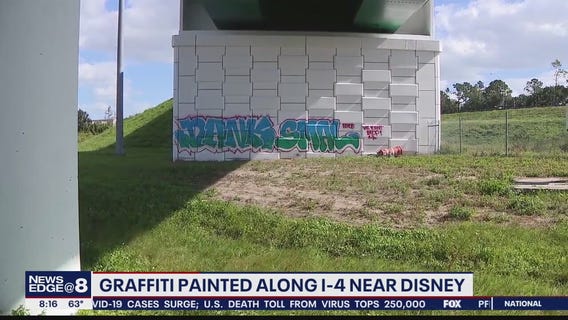 Graffiti painted along I-4 near Walt Disney World