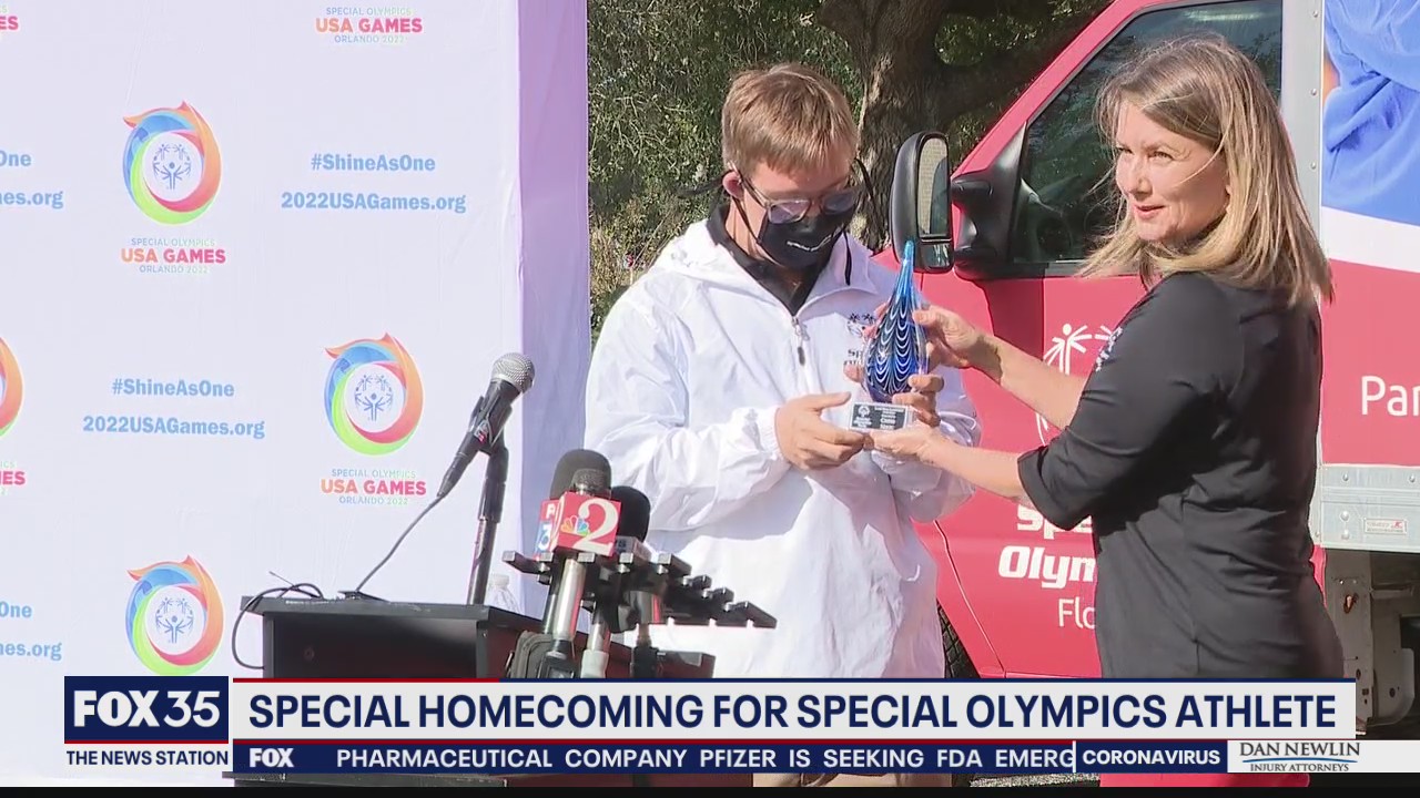 Homecoming for Special Olympics athlete who made history