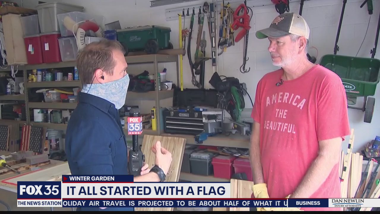 Former Disney employee constructs wooden flags