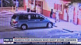 Search for gunman who shot store owners
