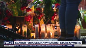 Search for gunman who shot store owners