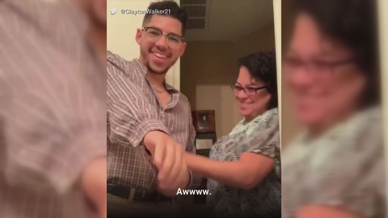 Mom's emotional reaction to seeing her son in his late father's shirt goes viral