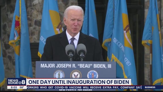 One day until inauguration of Joe Biden