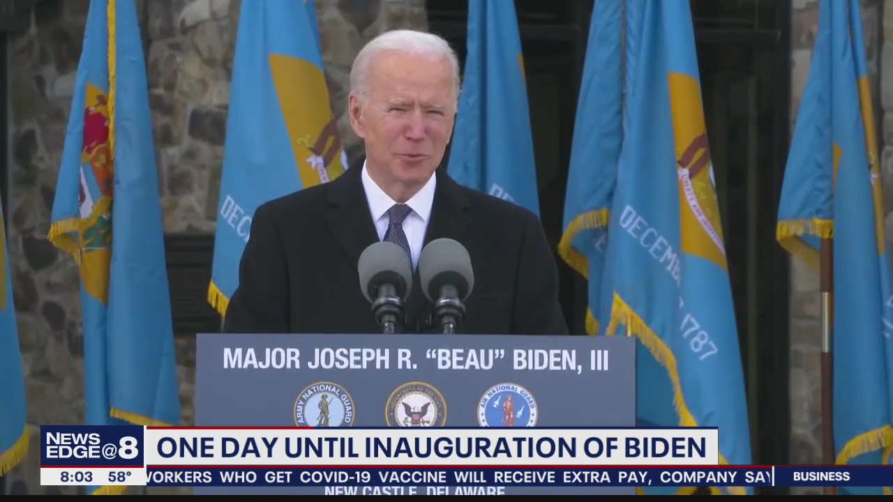One day until inauguration of Joe Biden