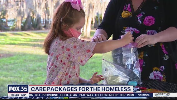 Girl, 7, creates care packages for the homeless