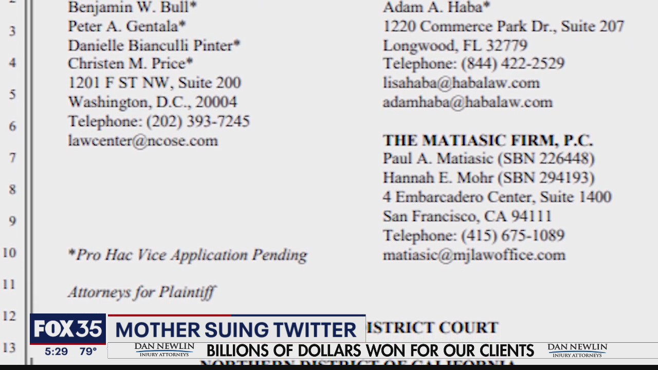 Central Florida mom sues Twitter