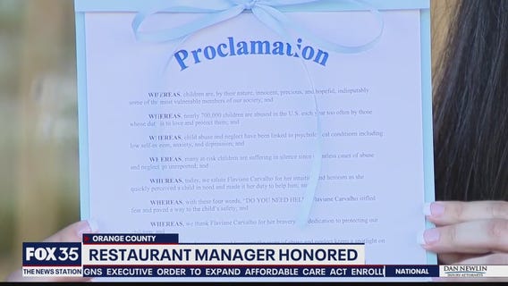 Orlando restaurant manager honored for reporting alleged child abuse