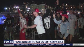 Bucs fans cheering all over Tampa Bay