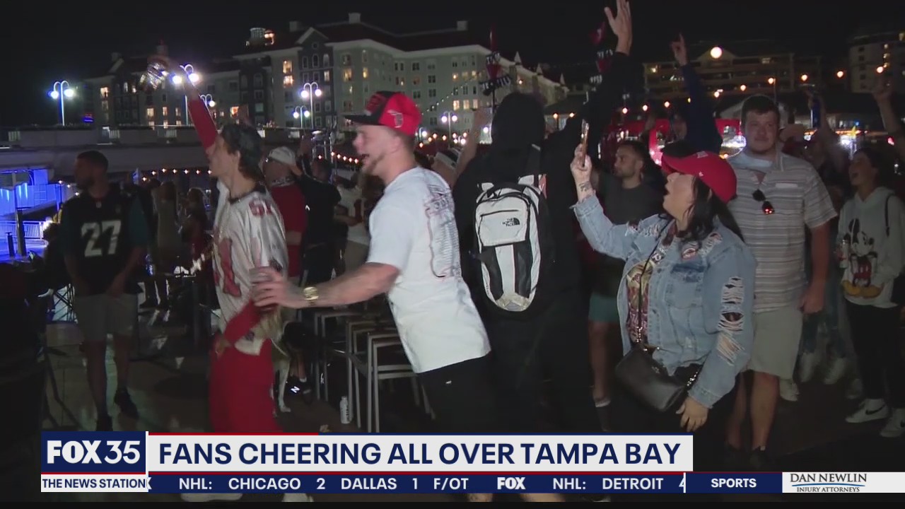 Bucs fans cheering all over Tampa Bay