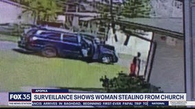 Video shows woman stealing from church cash donation box, police say