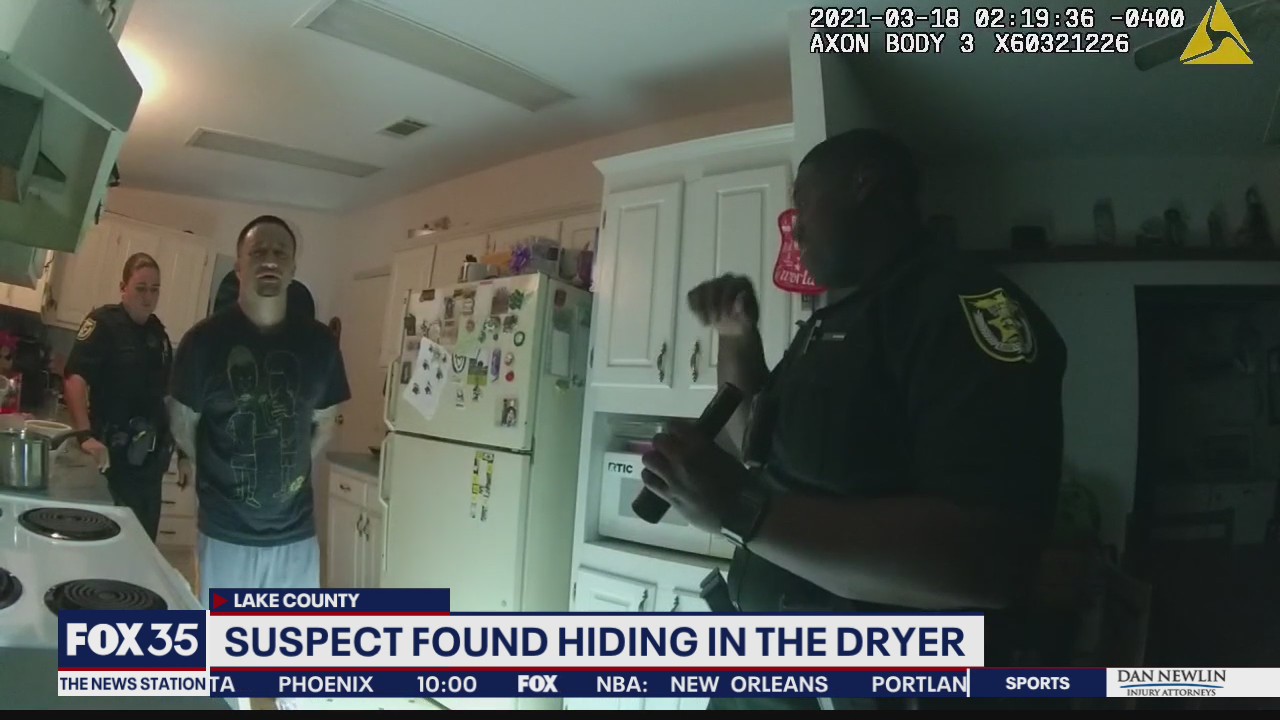 Suspect found hiding in the dryer