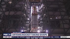 Artemis I boosters stacked at Kennedy Space Center