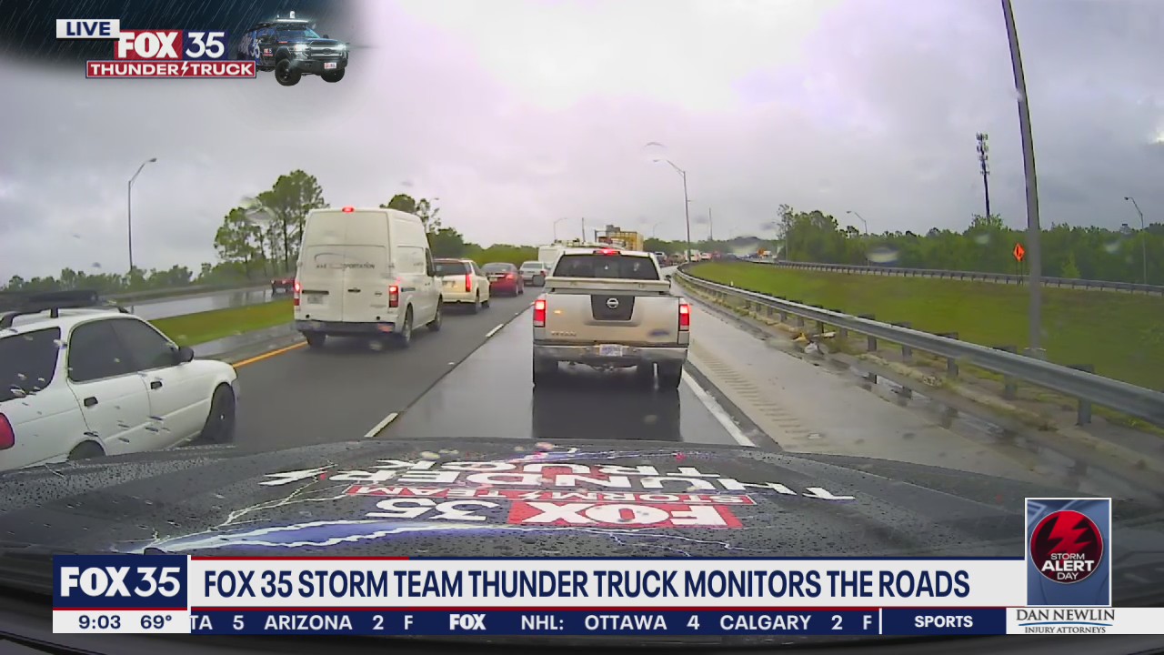 FOX 35 Storm Team Thunder Truck is monitoring the roads