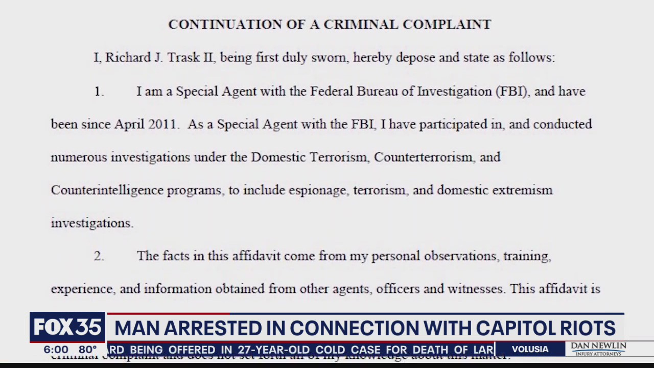 Man arrested in connection with Capitol riot