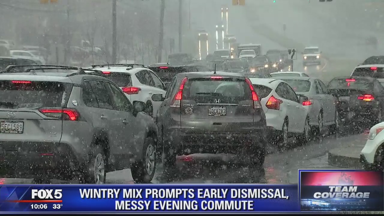 Wintry mix prompts early dismissal, messy evening commute | FOX 5 DC