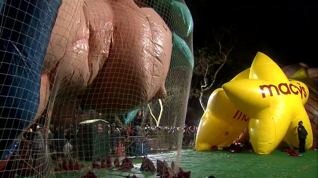 Inflating the parade balloons