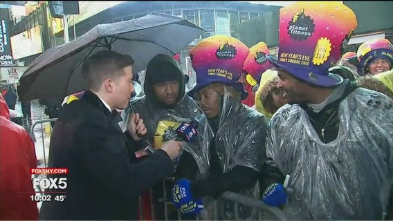 Rainy party in Times Square