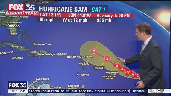 Tracking the Tropics:  Hurricane Sam expected to strengthen