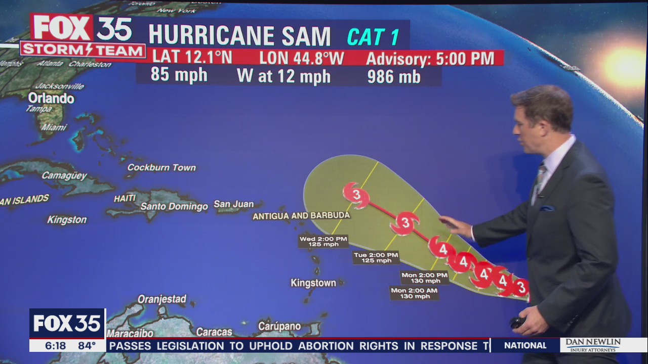 Tracking the Tropics:  Hurricane Sam expected to strengthen