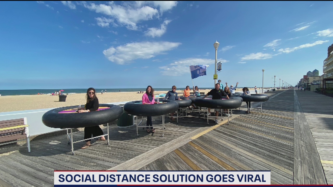 Ocean City bar owners promote social distancing with giant inflatable inner tube tables