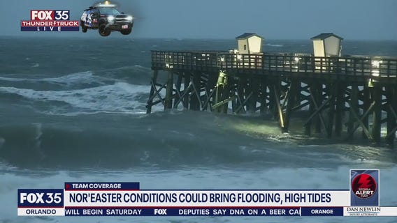Big waves at Flagler Beach as Nor'easter conditions affect parts of Florida