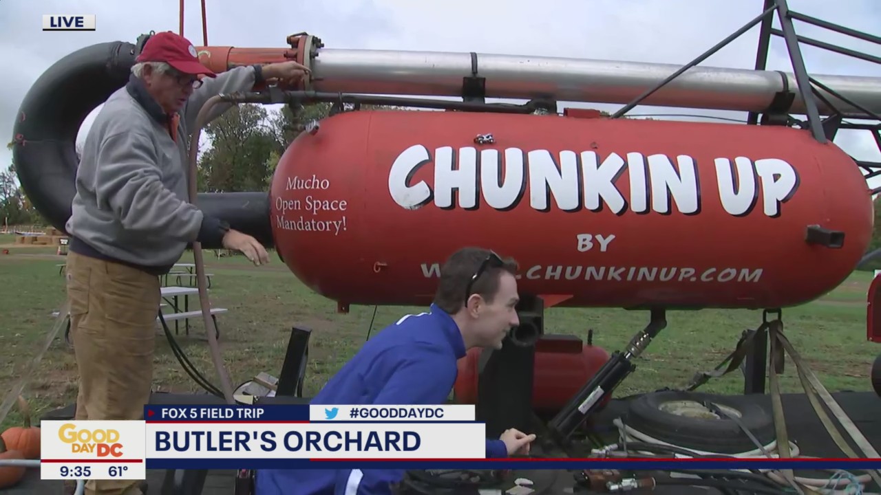 FOX 5 FIELD TRIP: Chunkin' pumpkins at Butler's Orchard!