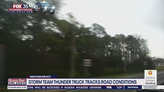 FOX 35 Storm Team Thunder Truck tracking road conditions