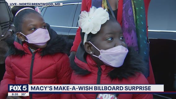 Special sisters see their faces on their own billboard for Macy's National Believe Week
