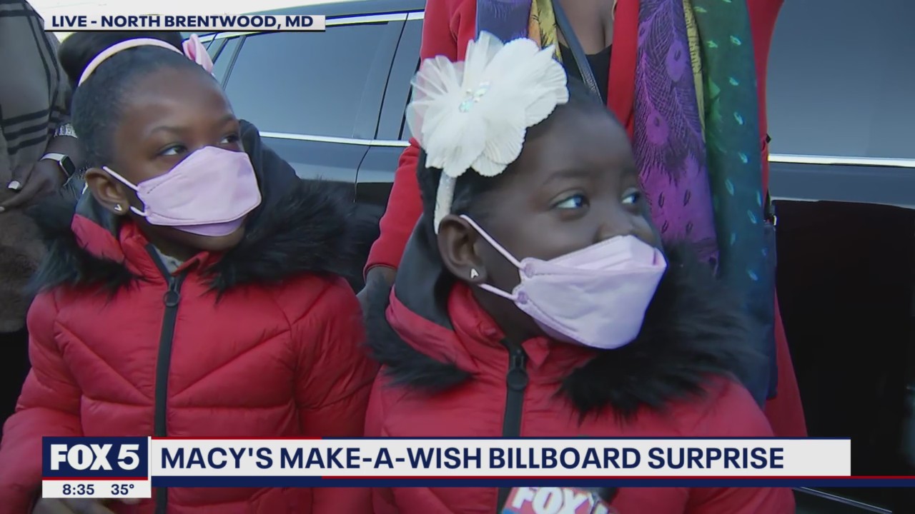 Special sisters see their faces on their own billboard for Macy's National Believe Week