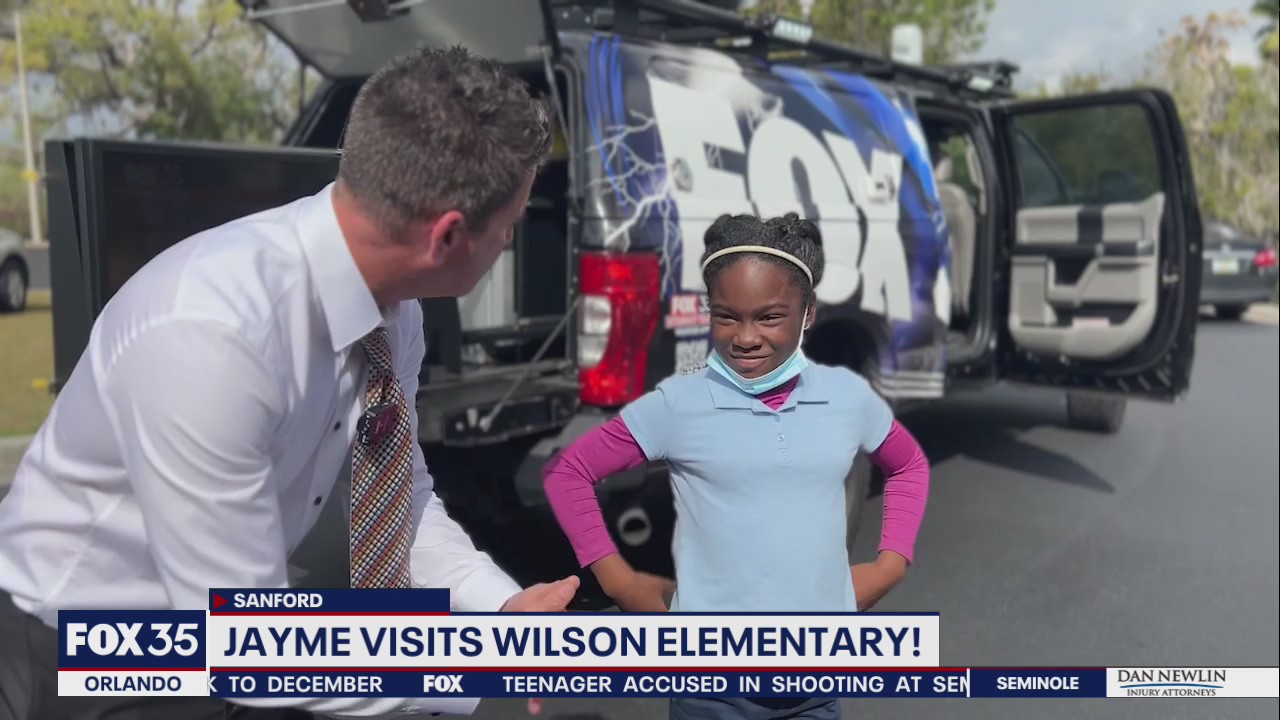 FOX 35 Chief Meteorologist Jayme King visits Wilson Elementary