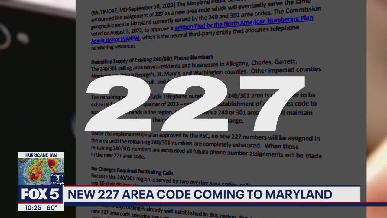 New 227 area code coming to Maryland | FOX 5 DC