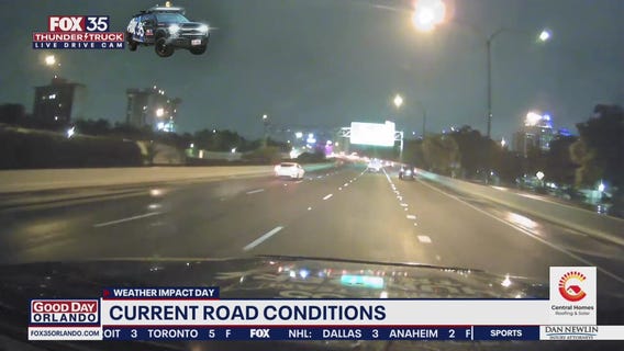 FOX 35 Storm Team Thunder Trucks checks out wet road conditions