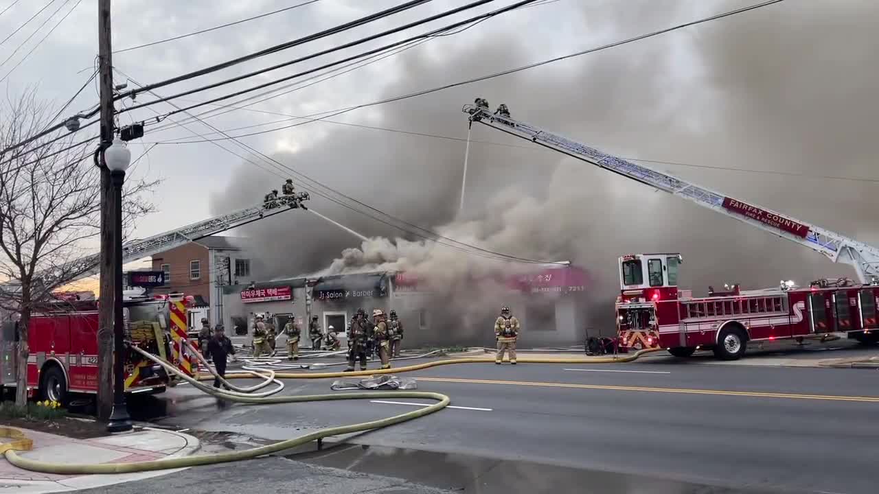 Video shows crews battling fire at Fairfax County businesses | FOX 5 DC