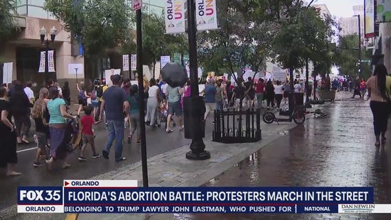 Protesters march in the streets of Orlando