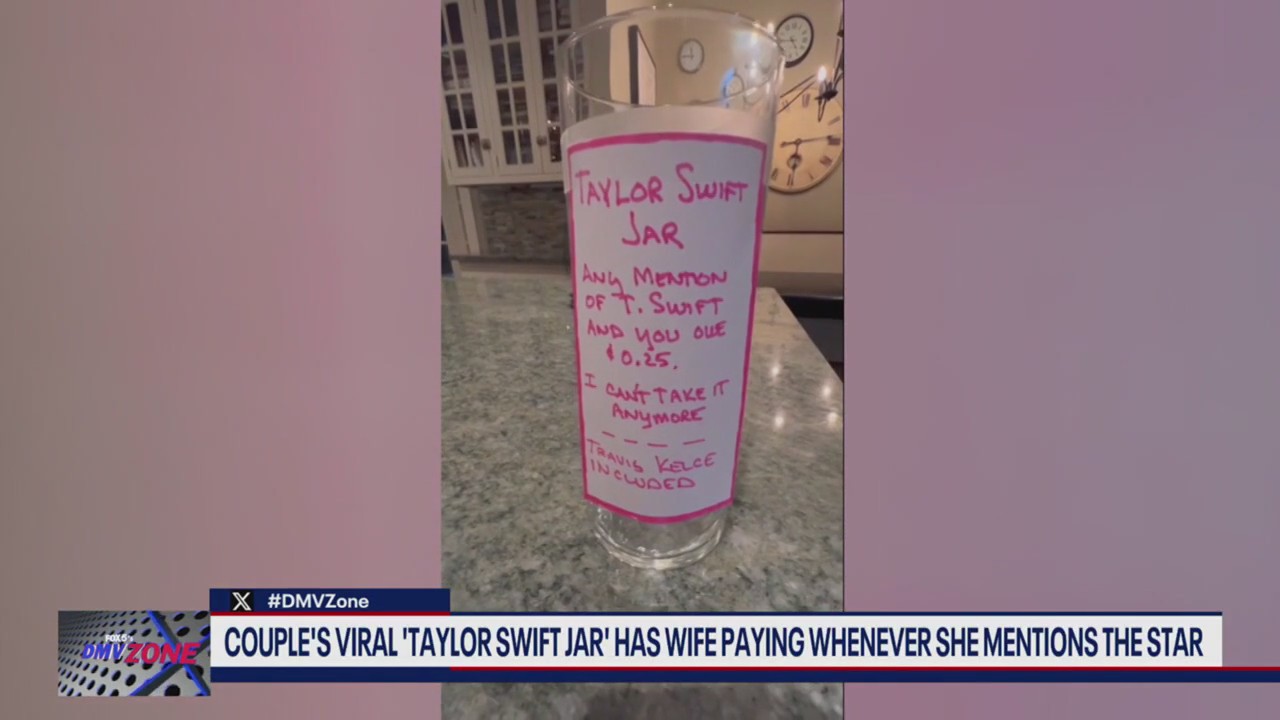 Couple's viral 'Taylor Swift' jar has wife paying whenever she mentions the star