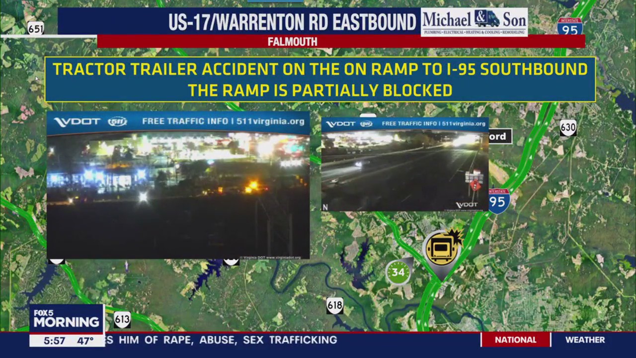 Tractor-trailer crash on I-95 in Falmouth causes morning delays | FOX 5 DC
