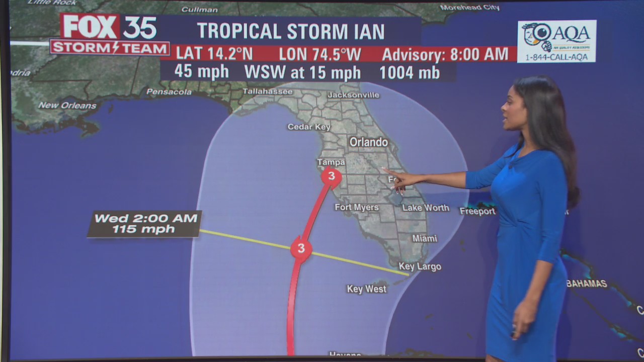 Tropical Storm Ian to be a Category 2 hurricane when it reaches Central Florida