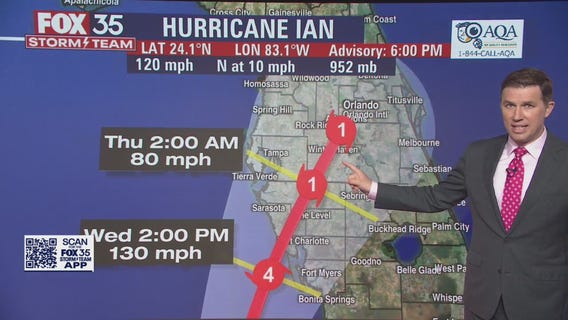 Hurricane Ian forecast to be Cat. 4 at landfall before heading toward Orlando.