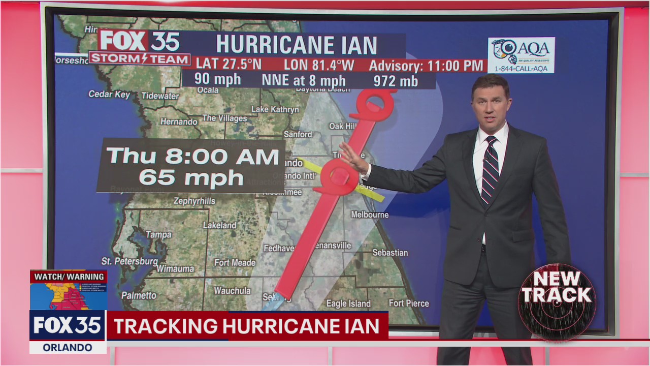 Hurricane Ian downgraded to Category 1, track shifts east