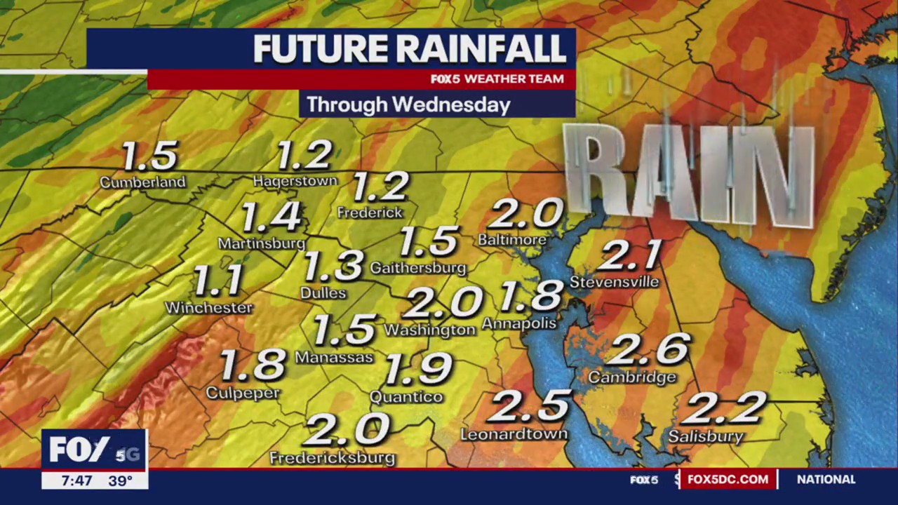 DC area expecting heavy rain, wind Tuesday, Wednesday. Here?s what we can expect