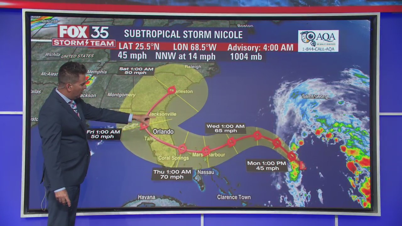 Subtropical Storm Nicole forms in the Atlantic