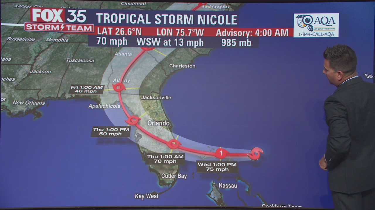 Tropical Storm Nicole to become hurricane ahead of Florida landfall