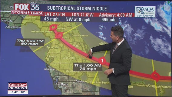 Nicole to strengthen into tropical storm on approach to Florida