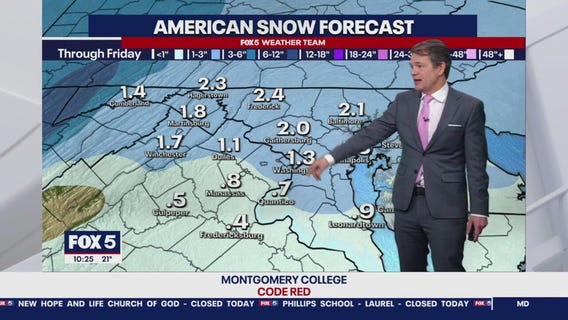 DC snow forecast: How much Friday? Between a coating and 3 inches possible