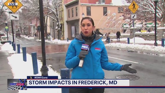 Icy road conditions in Frederick, Maryland